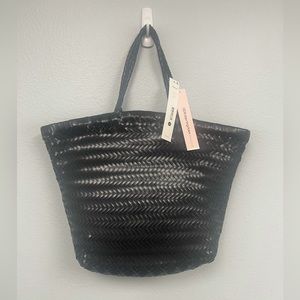Aqua Brand Black vinyl tote